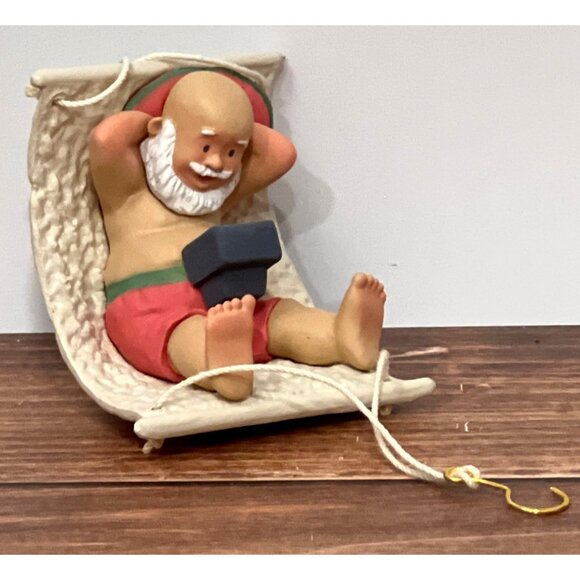 1989 HALLMARK KEEPSAKE ORNAMENT QX409-2 TV BREAK SANTA HAMMOCK ALL MY REINDEER - Picture 6 of 8
